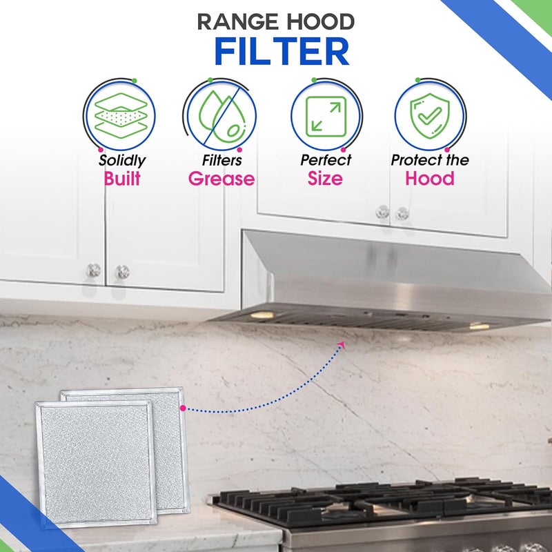 Bagean فلتر تهوية الموقد 8x8 بوصة BCC024600 متوافق مع فلتر غطاء المطبخ استبدال لشفاط المطبخ - شاشة ألمنيوم تمنع الدهون وتصفية الهواء فوق الفرن (عبوة 2) - Image 2